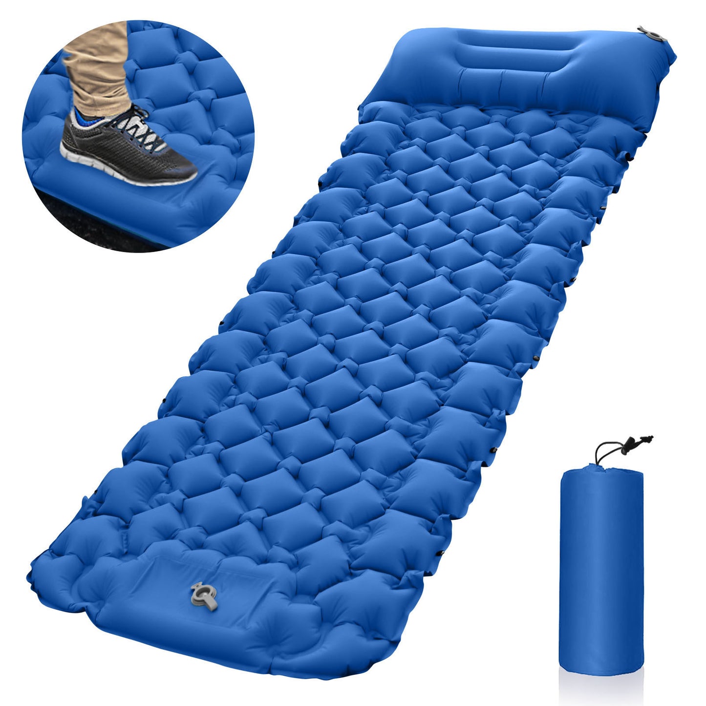 Outdoor Camping Sleeping Pad Inflatable Mattress with Pillows Travel Mat Folding Bed Ultralight Air Cushion Hiking Trekking Tool