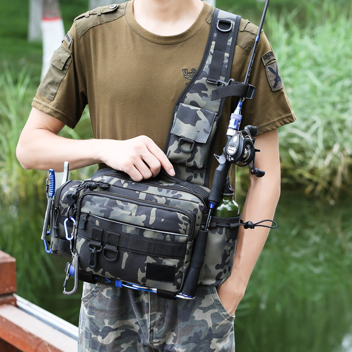 Outdoor Fishing Waist Pack Fishing Lures Gear Storage Bag Tactical Fanny Pack Shoulder Outdoor Sports Tackle Bag Crossbody Backpack