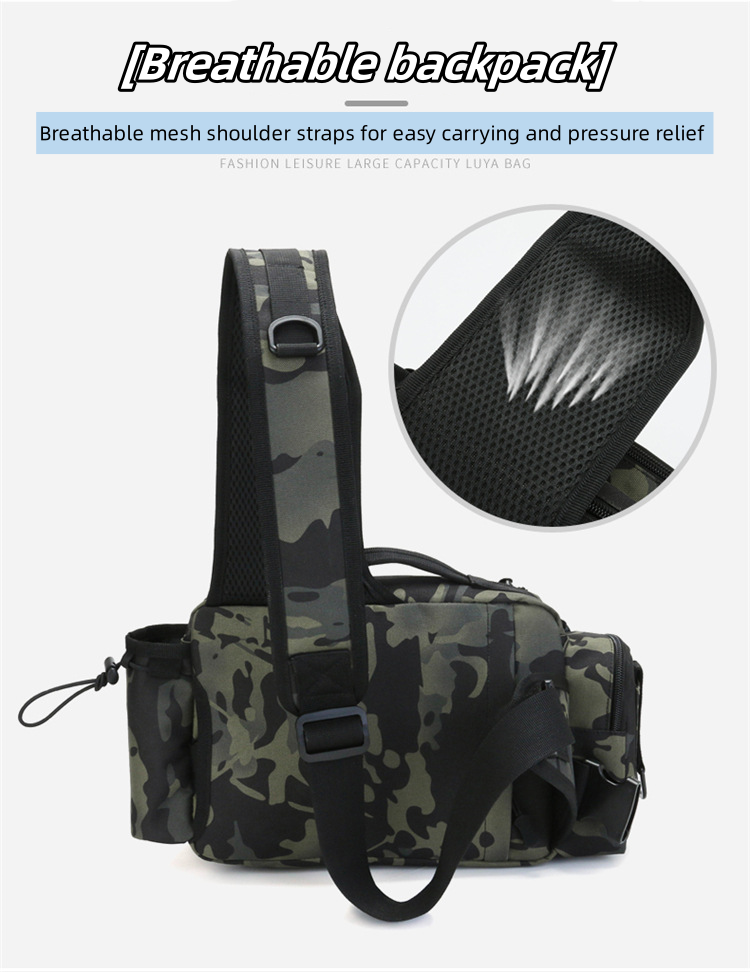 Outdoor Fishing Waist Pack Fishing Lures Gear Storage Bag Tactical Fanny Pack Shoulder Outdoor Sports Tackle Bag Crossbody Backpack