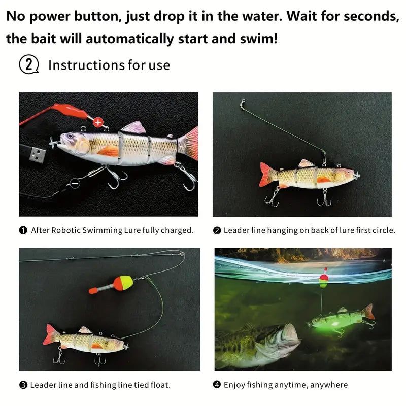 High-Tech Electric Robotic Fishing Lure - USB Rechargeable with Bright LED Light