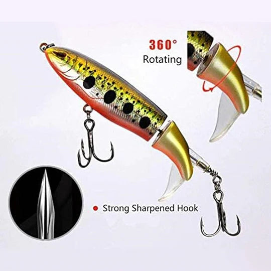 Topwater Float Fishing Lures Rotating Tail for Bass Pike Chub