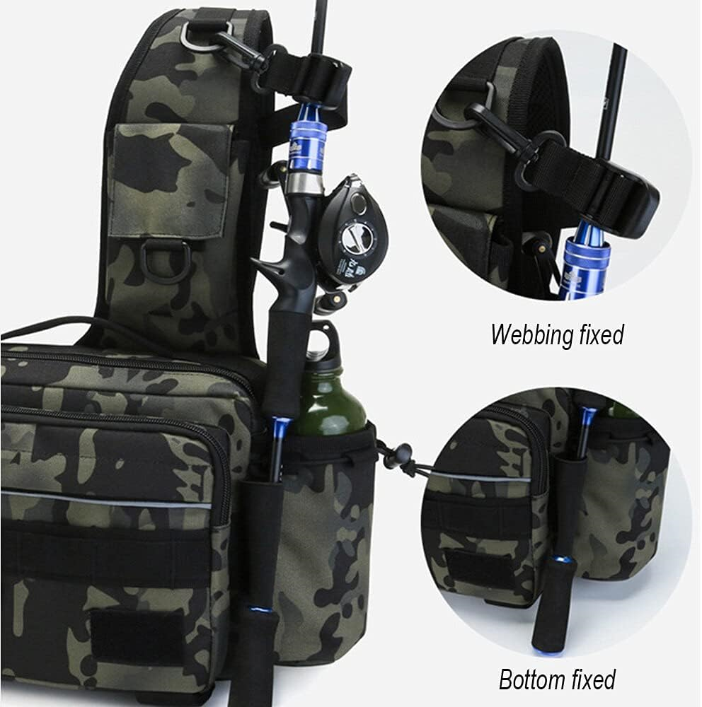 Outdoor Fishing Waist Pack Fishing Lures Gear Storage Bag Tactical Fanny Pack Shoulder Outdoor Sports Tackle Bag Crossbody Backpack