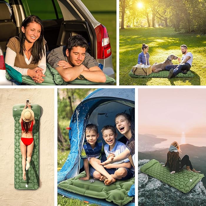 Outdoor Camping Sleeping Pad Inflatable Mattress with Pillows Travel Mat Folding Bed Ultralight Air Cushion Hiking Trekking Tool