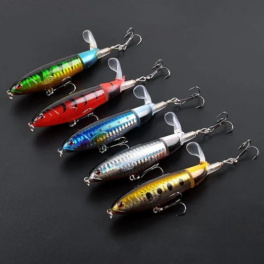 Topwater Float Fishing Lures Rotating Tail for Bass Pike Chub