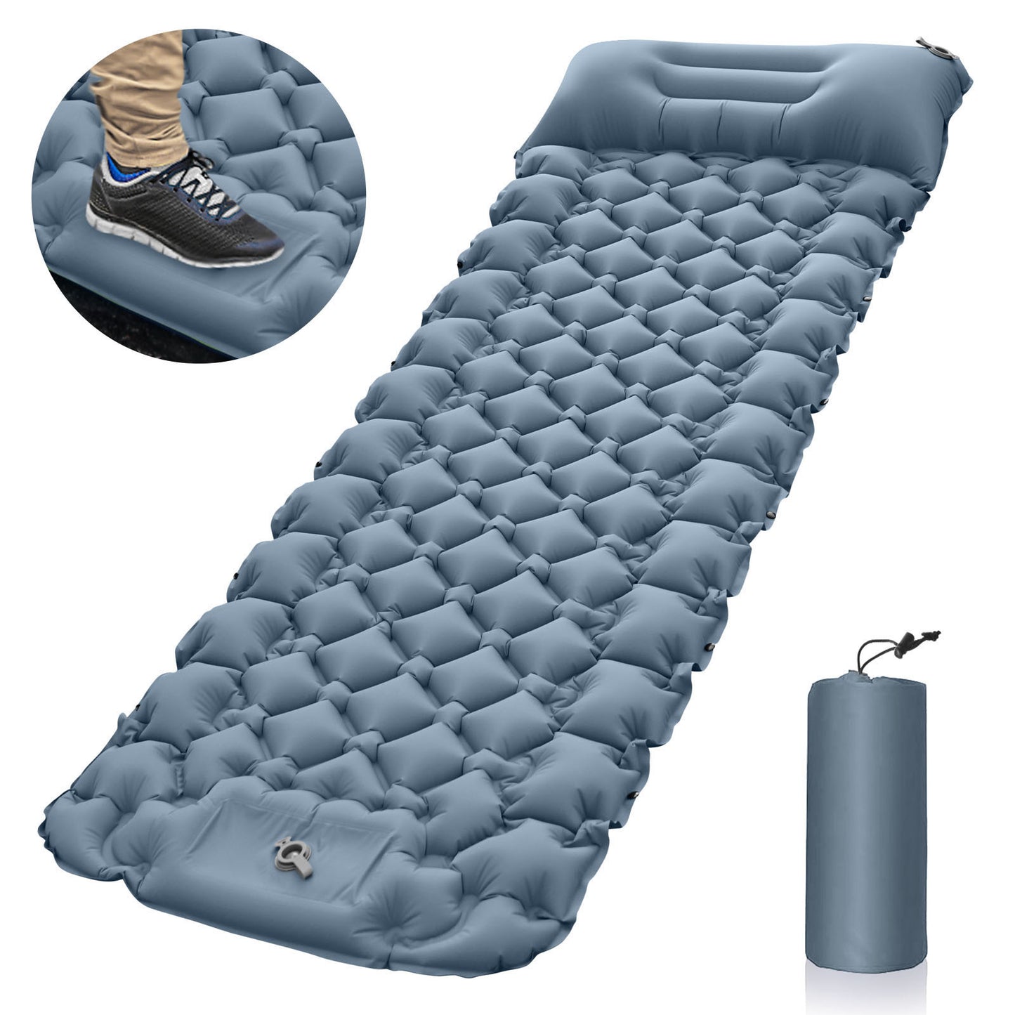 Outdoor Camping Sleeping Pad Inflatable Mattress with Pillows Travel Mat Folding Bed Ultralight Air Cushion Hiking Trekking Tool