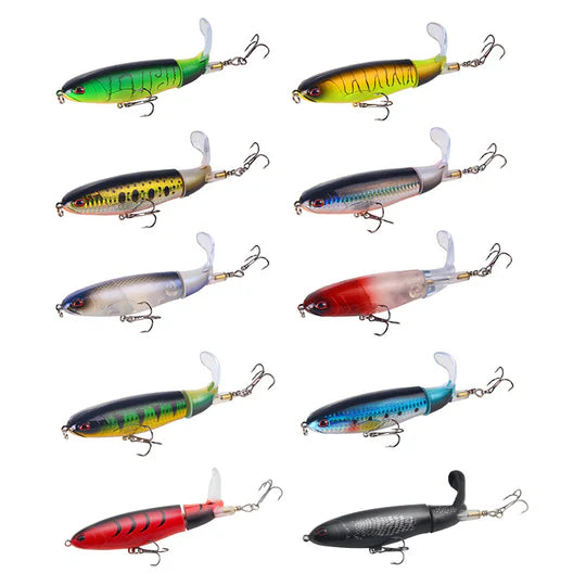 Topwater Float Fishing Lures Rotating Tail for Bass Pike Chub