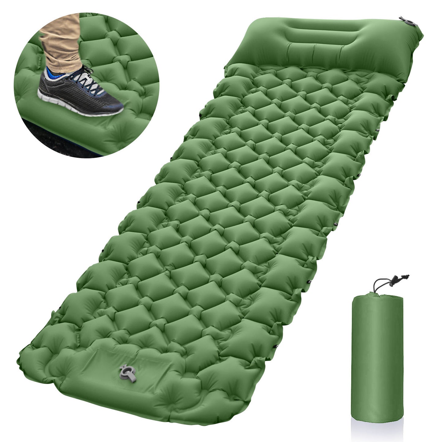 Outdoor Camping Sleeping Pad Inflatable Mattress with Pillows Travel Mat Folding Bed Ultralight Air Cushion Hiking Trekking Tool