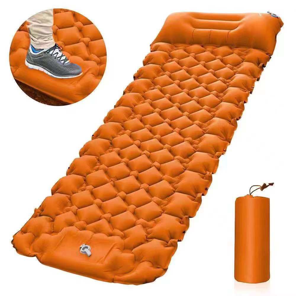 Outdoor Camping Sleeping Pad Inflatable Mattress with Pillows Travel Mat Folding Bed Ultralight Air Cushion Hiking Trekking Tool